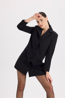 Siyah Kruvaze Blazer Elbise