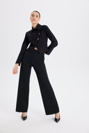 Yüksek Bel Siyah Wide-Leg Pantolon