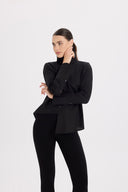 Asimetrik Dik Yaka Siyah Gömlek